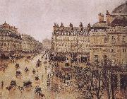 Camille Pissarro rain in the French Theater Square Spain oil painting artist